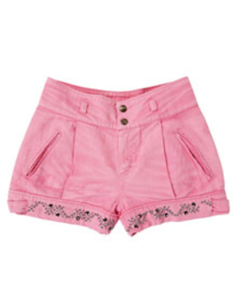 In dieser Saison sehr angesagt: knappe Shorts in Pink mit Strassapplikation von Cavalli In dieser Saison sehr angesagt: knappe Shorts in Pink mit Strassapplikation von Cavalli