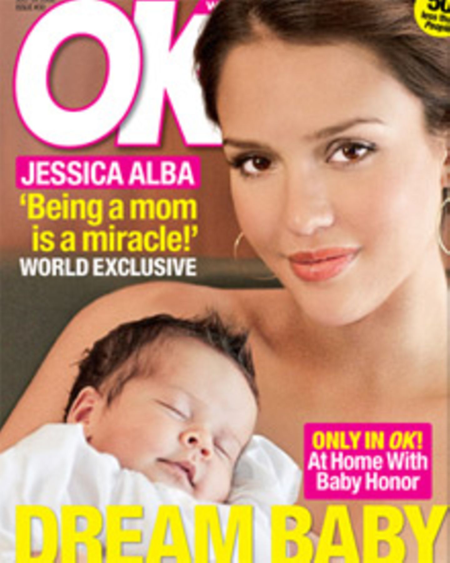 Jessica Alba mit Honor auf dem Cover des "OK"-Magazins Jessica Alba mit Honor auf dem Cover des "OK"-Magazins