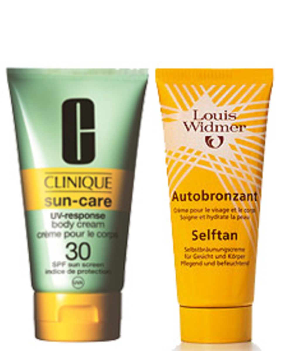 So könnte Ihr Gewinn aussehen: Sonnencreme von Clinique für gesundes Bräunen und ein Selbstbräuner von Louis Widmer zur auffrisc So könnte Ihr Gewinn aussehen: Sonnencreme von Clinique für gesundes Bräunen und ein Selbstbräuner von Louis Widmer zur auffrisc