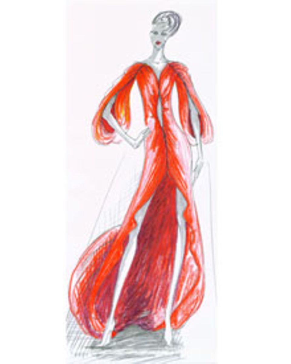 Illustration der Chiffon-Robe für ein Happy-End von Anja Gockel Illustration der Chiffon-Robe für ein Happy-End von Anja Gockel