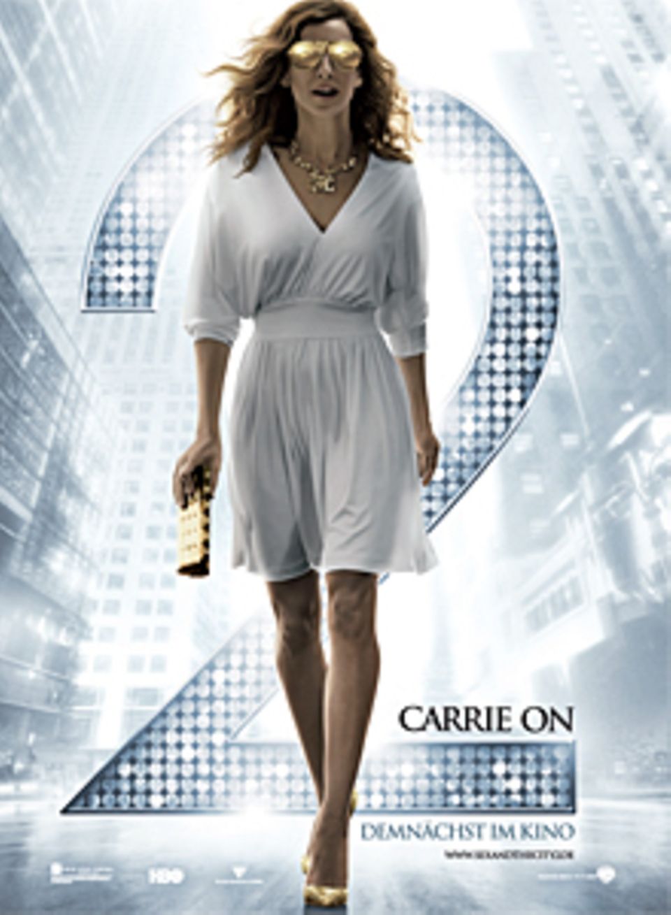 Sarah Jessica Parker zeigt sich mit goldener Brille auf dem "Sex and the City 2"-Filmplakat.
