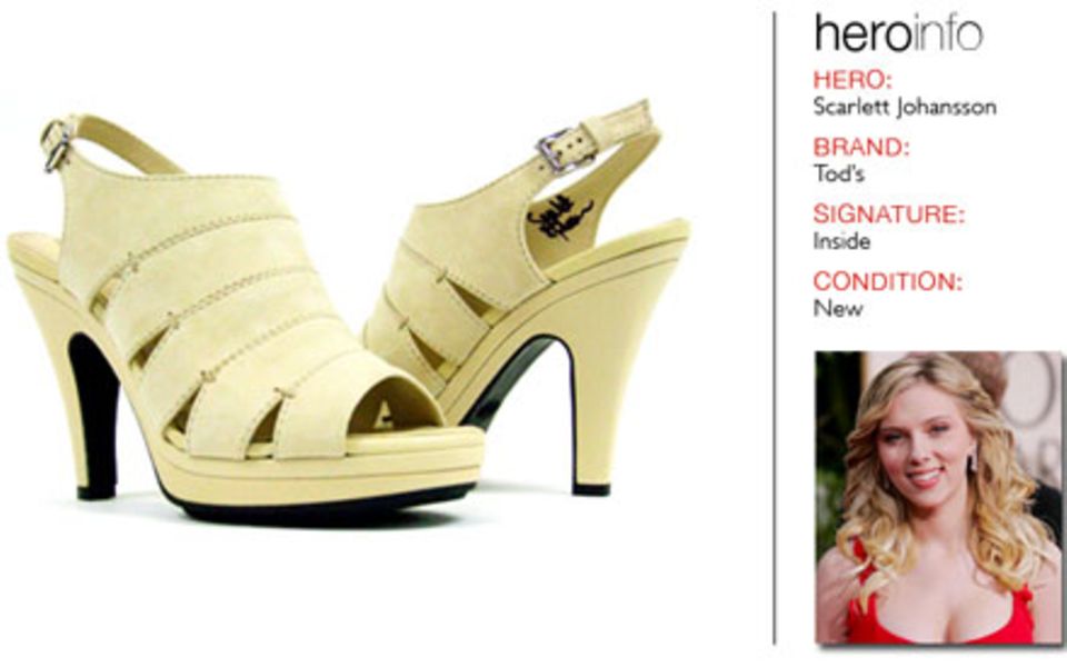 Scarlett Johansson unter stützt das Projekt "Hero in Heels" mit einem Paar schicker Schuhe von Tod's. Scarlett Johansson unter stützt das Projekt "Hero in Heels" mit einem Paar schicker Schuhe von Tod's.