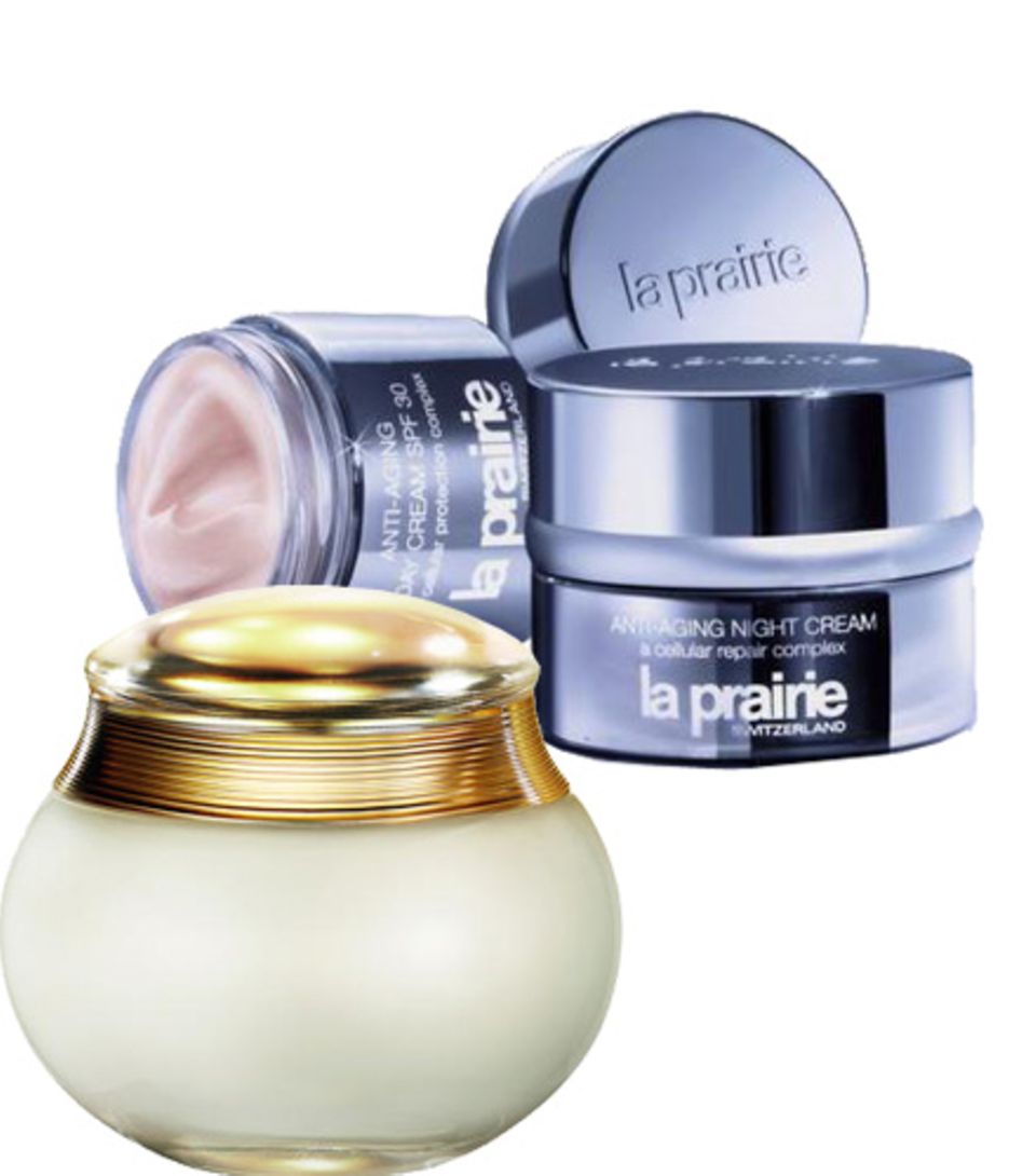 Luxus-Lady, "Anti-Aging Day Cream" und "Night Cream" von La Prairie, je 50 ml, 165 Euro. Edel und schwer: "J ?adore Body Cream" Luxus-Lady, "Anti-Aging Day Cream" und "Night Cream" von La Prairie, je 50 ml, 165 Euro. Edel und schwer: "J ?adore Body Cream"