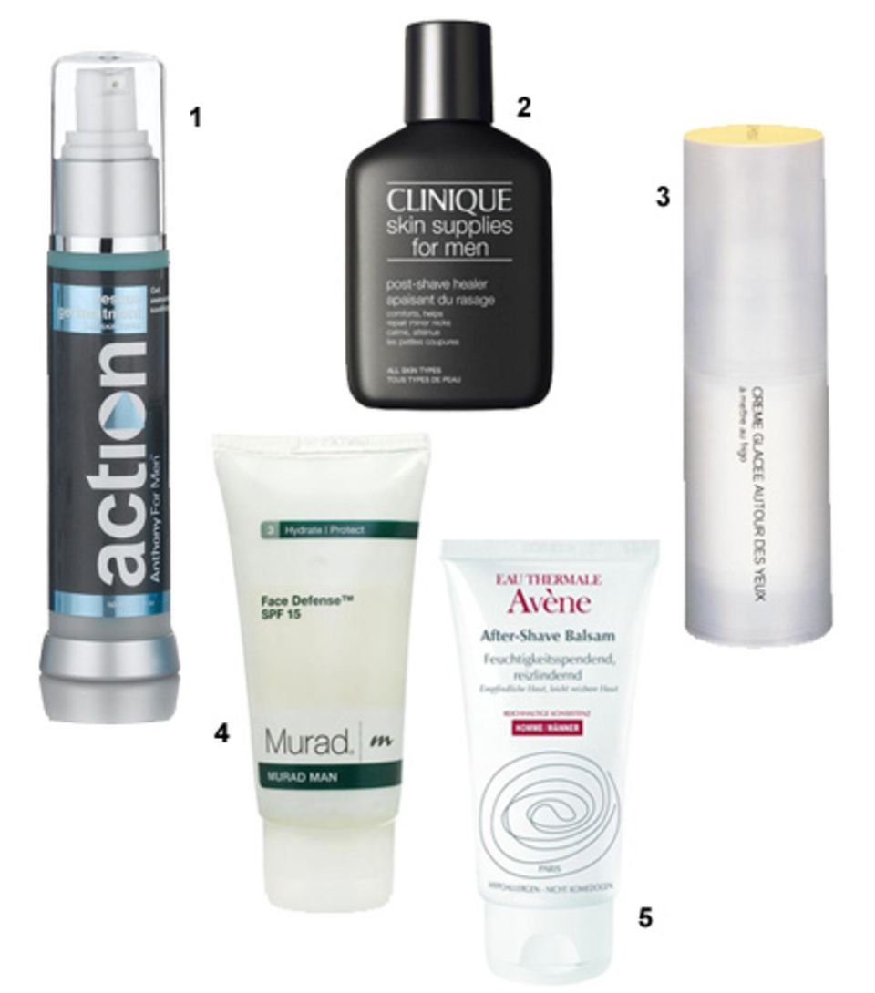 1 Rescue Gel Treatment der Anthony Action Serie, 50 ml, ca. 58 Euro 2 Post Shave Healer von Clinique, 75 ml, ca. 24 Euro 3 Ice C 1 Rescue Gel Treatment der Anthony Action Serie, 50 ml, ca. 58 Euro 2 Post Shave Healer von Clinique, 75 ml, ca. 24 Euro 3 Ice C