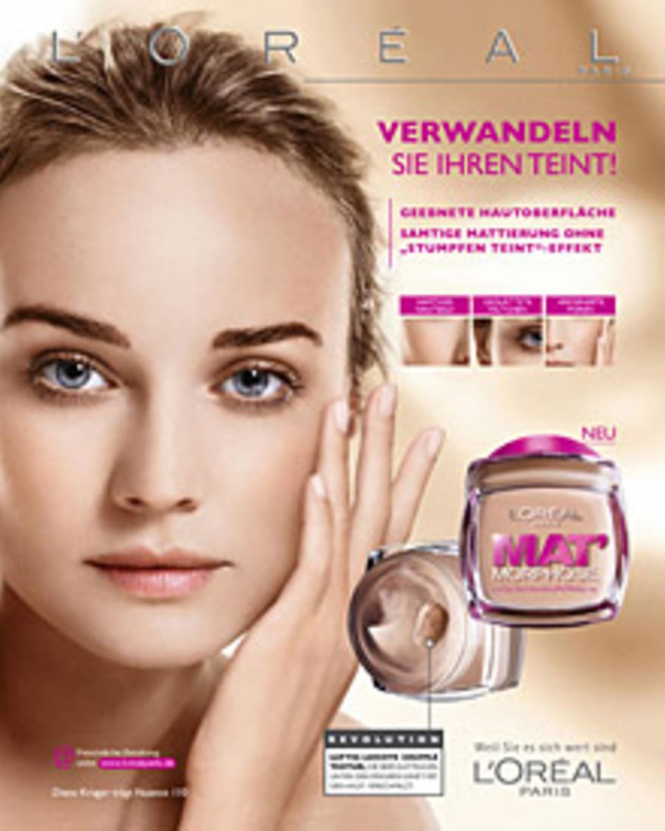 Als neues L'Oréal-Paris- Gesicht wirbt Diane Kruger für das mattierende Make-up "Mat Morphose".