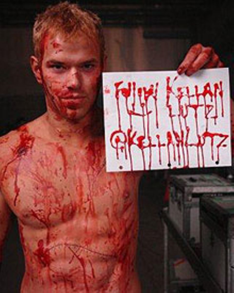 Kellan Lutz hat eine blutige Botschaft für die Twitter-User.