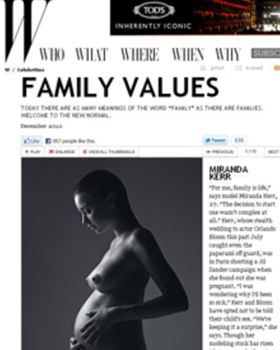 Die schwangere Miranda Kerr posiert nackt für die Dezemberausgabe des "W"-Magazins.