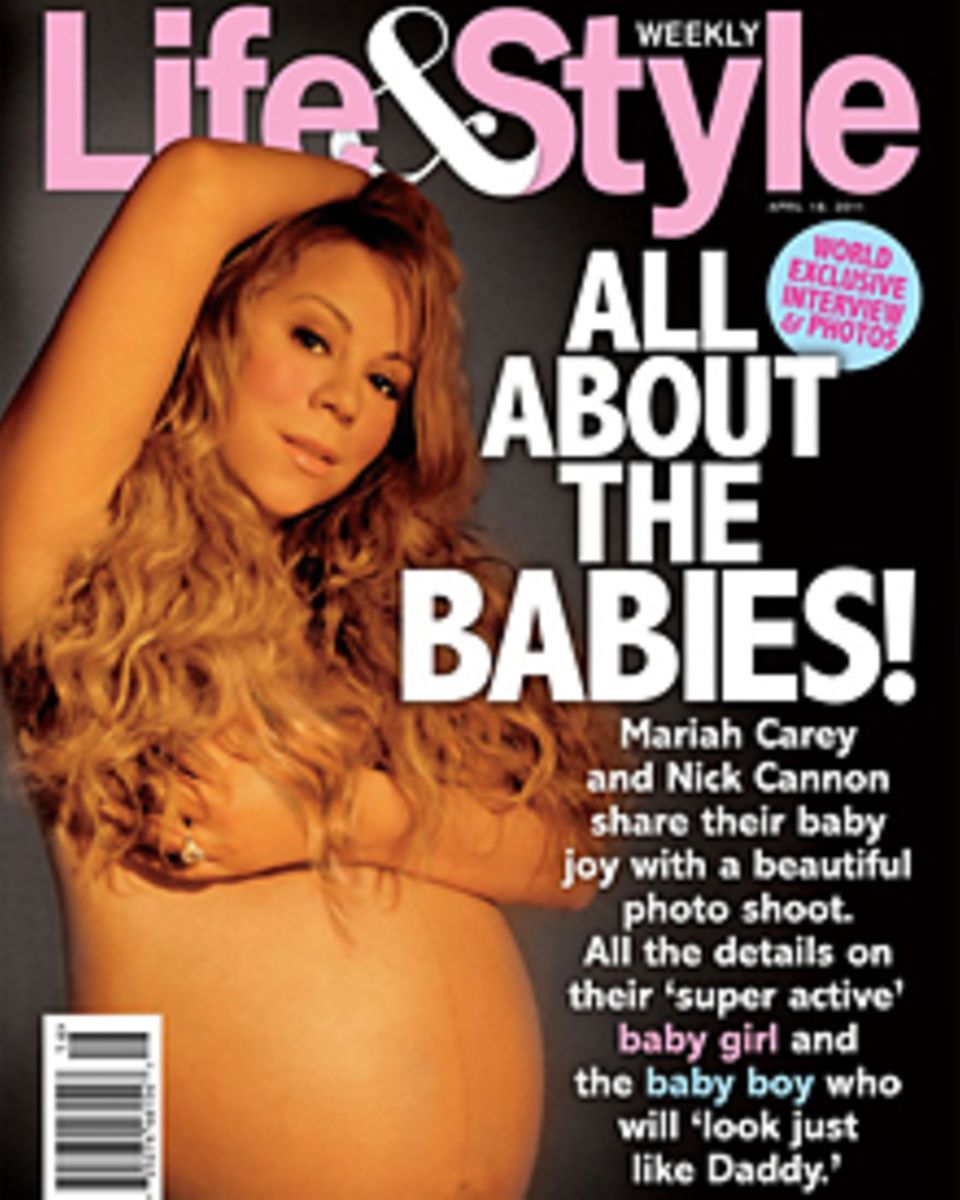 Stolz zeigt Mariah Carey ihren Babybauch auf dem Cover der aktuellen "Life&Style". Stolz zeigt Mariah Carey ihren Babybauch auf dem Cover der aktuellen "Life&Style".