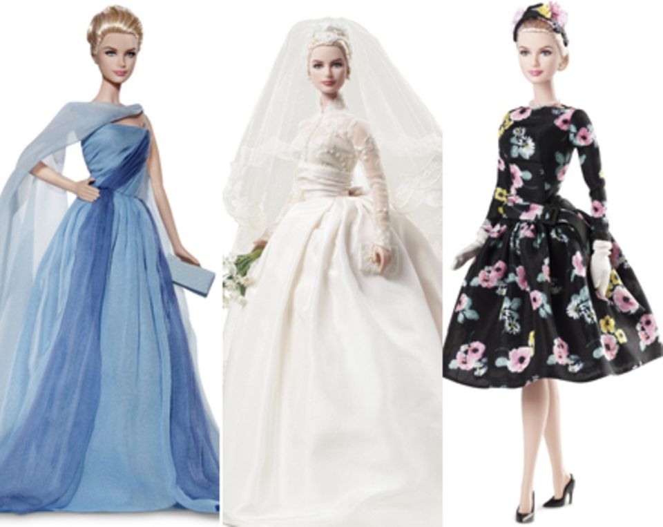 Mal ganz elegnat, mal als Braut und mal im stilvollen Freizeitoutfit: Mattel bringt drei Grace-Kelly-Puppen auf den Markt.