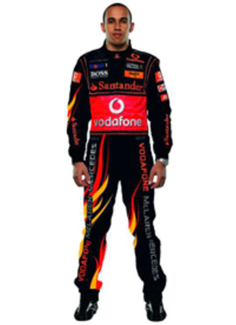 Lewis Hamilton trägt den deutschen Gewinneranzug, der aus dem Designwettbewerb "Dress Me For Finale" hervorging. Lewis Hamilton trägt den deutschen Gewinneranzug, der aus dem Designwettbewerb "Dress Me For Finale" hervorging.