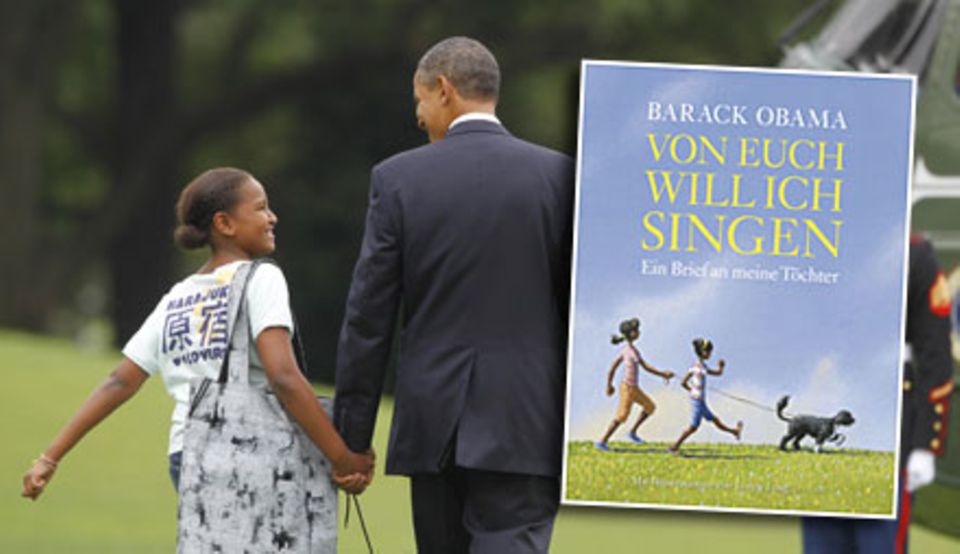 US-Präsident Obama mit seiner jüngeren Tochter Sasha. Sein Kinderbuch "Von euch will ich singen" (Hanser Verlag, 33 S., 14,90 Eu