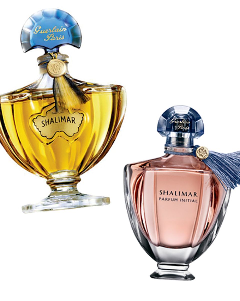 Links: Seit 1925 ist "Shalimar" die pure Verführung - unerhört opulent. 7,5 ml Parfum, ca. 105 Euro. Rechts: Das leichtere "Shal