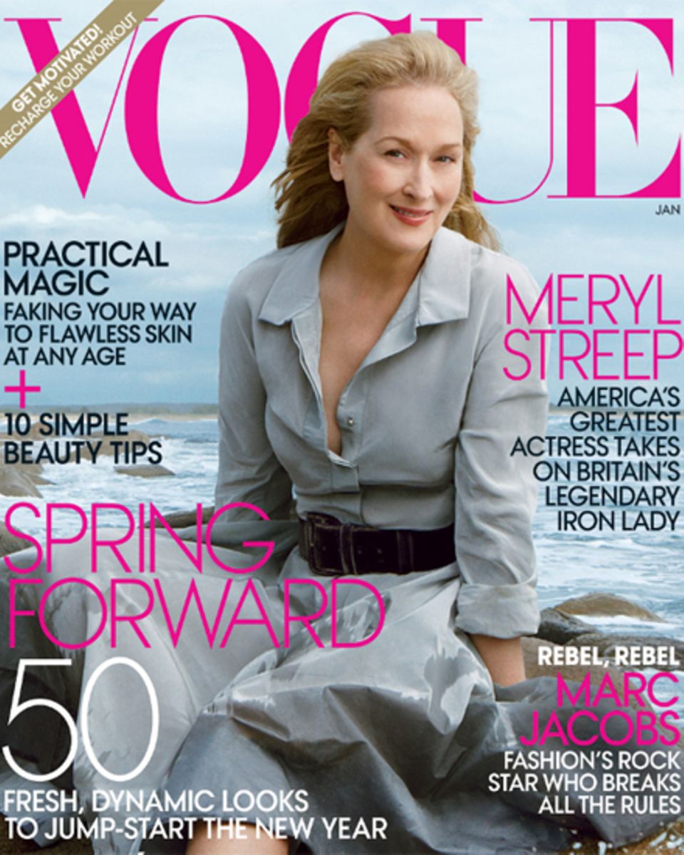 Auf dem Cover für die Januarausgabe der amerikanischen "Vogue" posiert Meryl Streep natürlich und souveran.