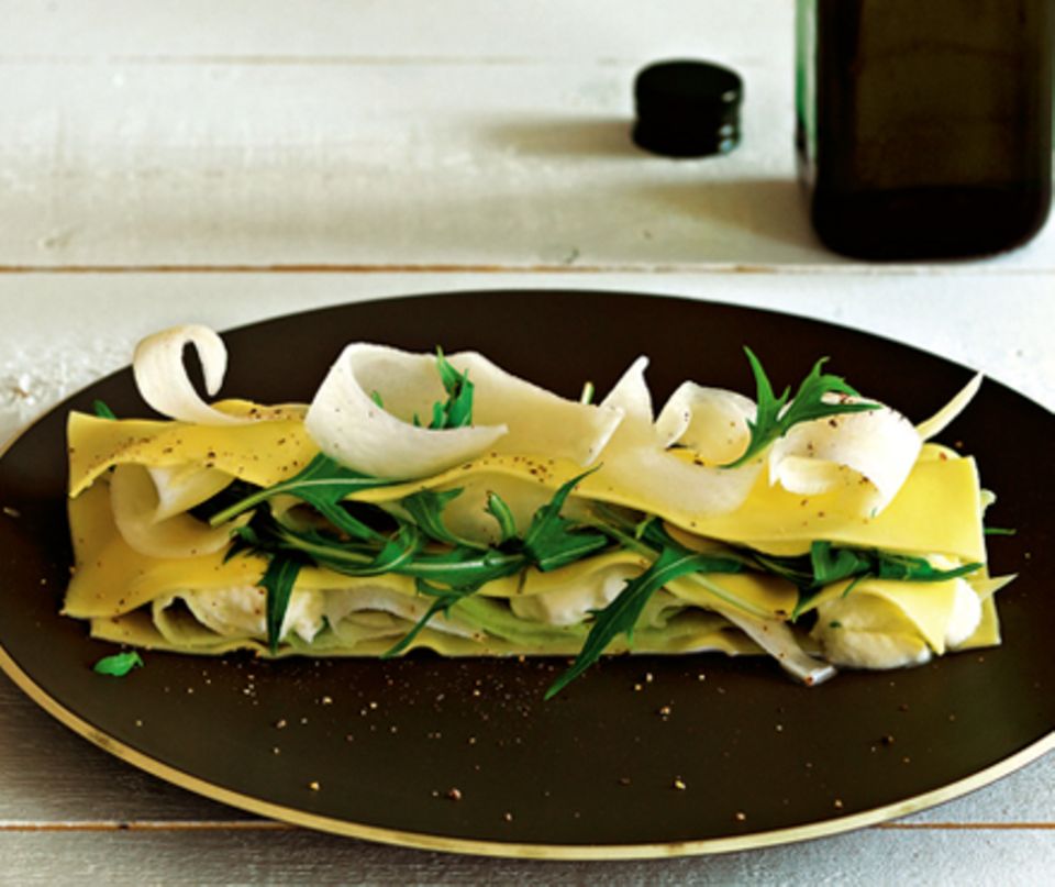 Kalte Lasagne mit Rettich und Mizuna Kalte Lasagne mit Rettich und Mizuna