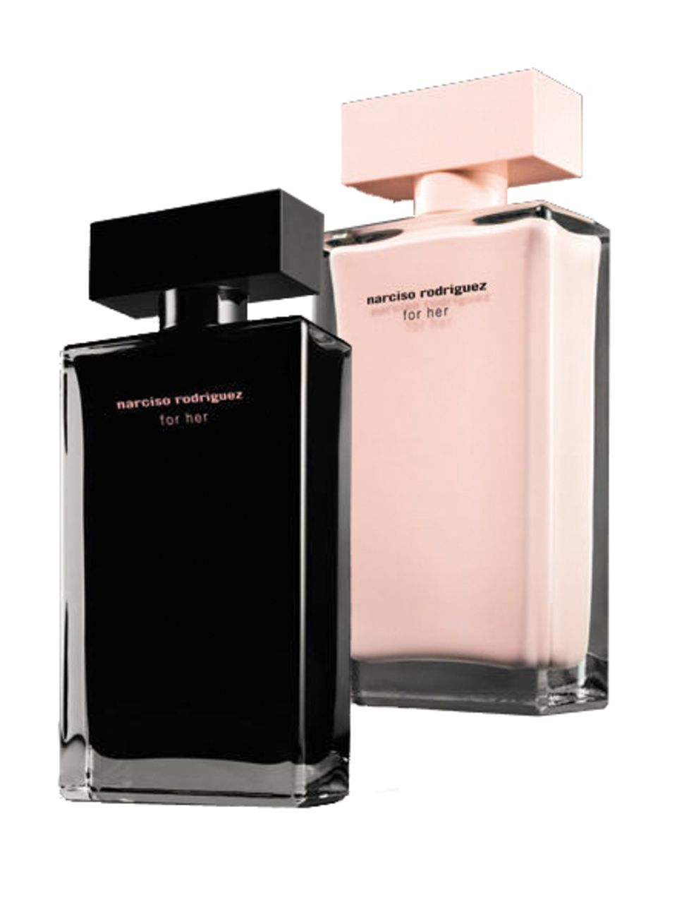 "For Her Eau de Parfum" im roséfarbenen Flakon, 50 ml, ca. 77 Euro, "For Her
 Eau de Toilette" im schwarzen Flakon, 50 ml, 66 Eur