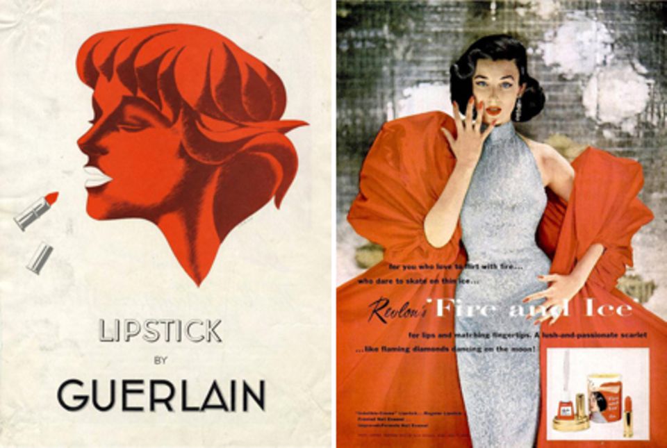 Werbeplakate von Guerlain und Revlon. Werbeplakate von Guerlain und Revlon.