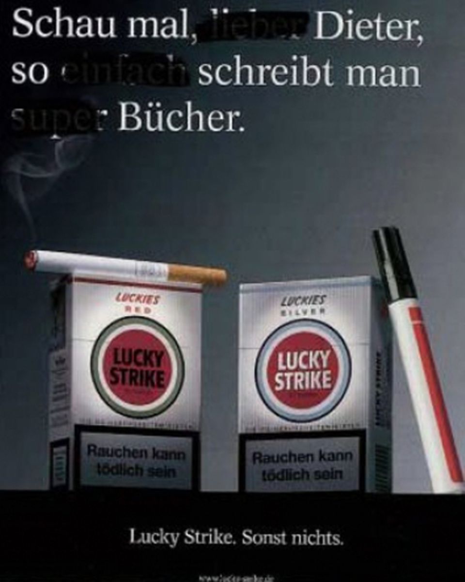 Mit diesem Plakat machte sich "Lucky Strike" über Dieter Bohlen lustig. Mit diesem Plakat machte sich "Lucky Strike" über Dieter Bohlen lustig.