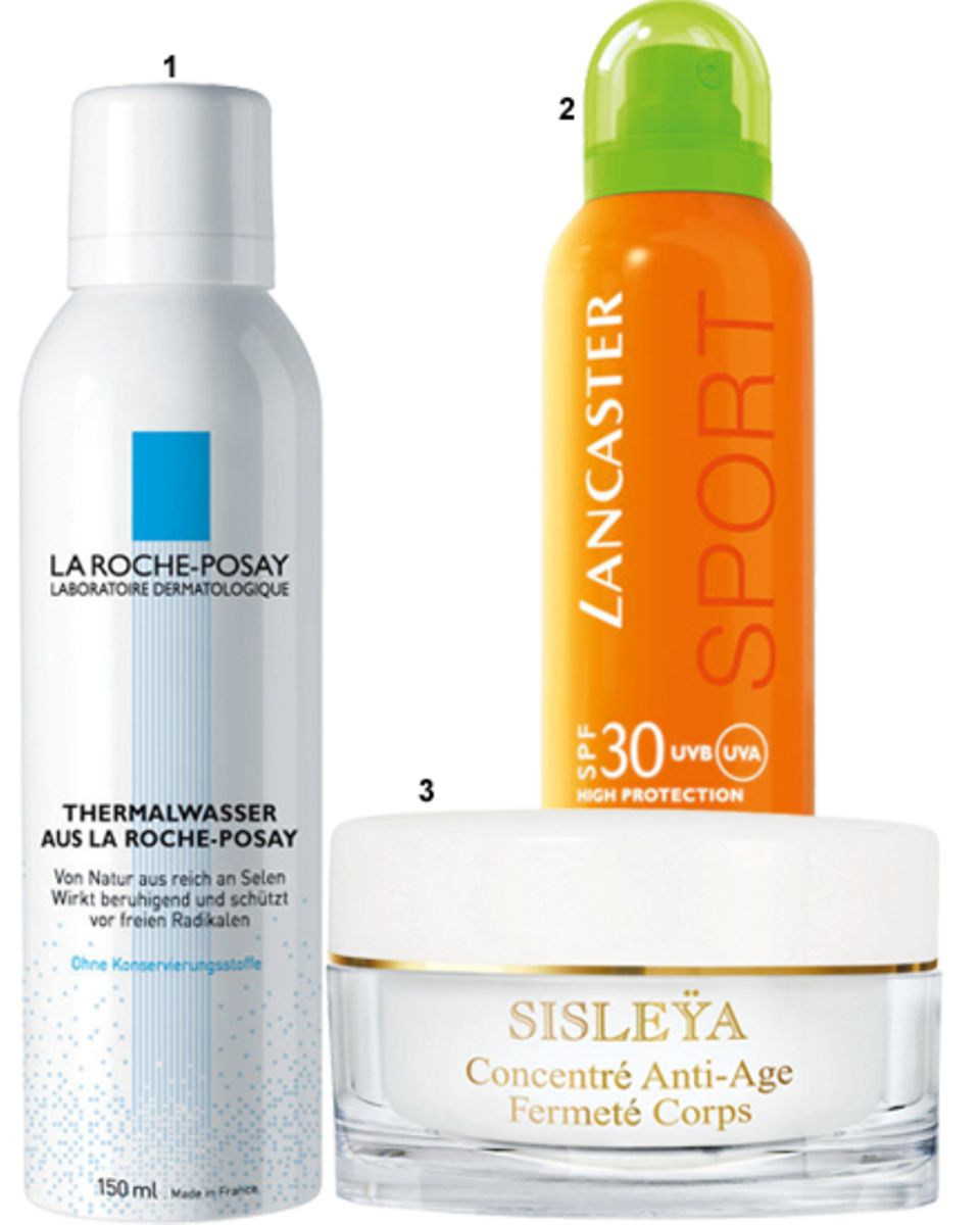 1. Mindert Rötungen: "Thermalwasser" von La Roche-Posay, 150 ml, ca. 8 Euro. 2. Sonnenschutz-Spray "Multi Protection Express Mis 1. Mindert Rötungen: "Thermalwasser" von La Roche-Posay, 150 ml, ca. 8 Euro. 2. Sonnenschutz-Spray "Multi Protection Express Mis