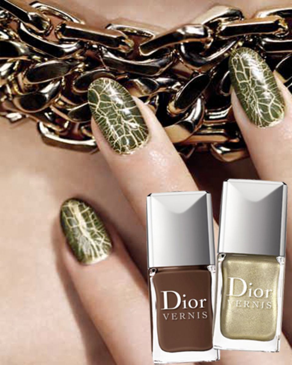 In metallischen Tönen besonders chic: "Golden Jungle Nail Art Duo" von Dior, ca. 32 Euro, limitiert