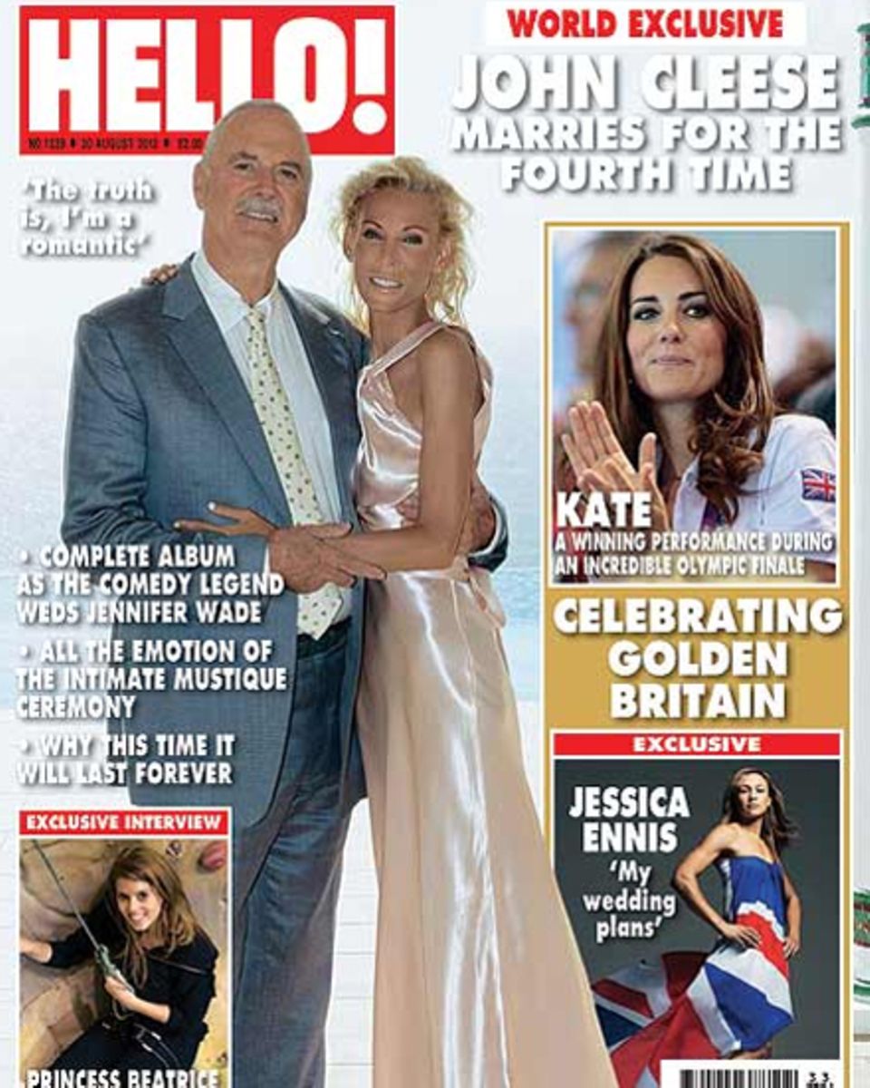 John Cleese und seine Frau Jennifer Wade sind auf dem Cover der aktuellen Ausgabe des Magazins "Hello!" zu sehen.