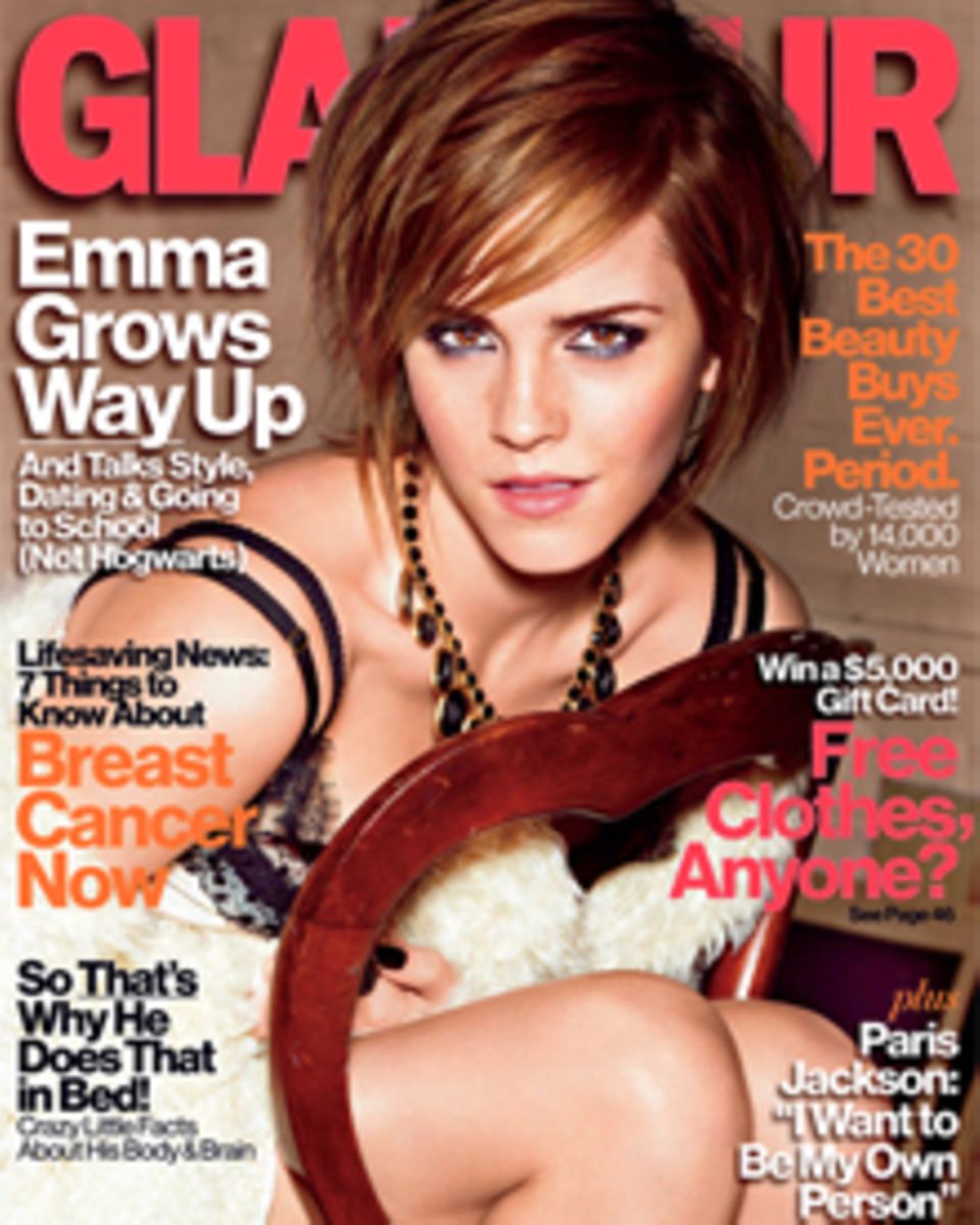 Sexy und ein wenig verrucht zeigt sich Emma Watson auf dem Cover der Oktoberausgabe von "Glamour". Sexy und ein wenig verrucht zeigt sich Emma Watson auf dem Cover der Oktoberausgabe von "Glamour".