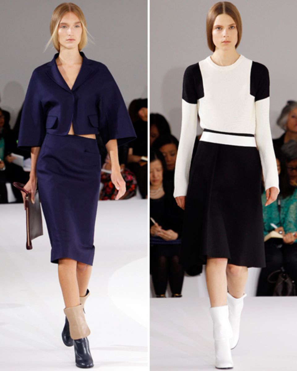 Perfekt geschnittene Outfits aus besten Materialien sind Sanders Markenzeichen. Bei ihrem Comeback setzte sie auf neue Silhouett Perfekt geschnittene Outfits aus besten Materialien sind Sanders Markenzeichen. Bei ihrem Comeback setzte sie auf neue Silhouett
