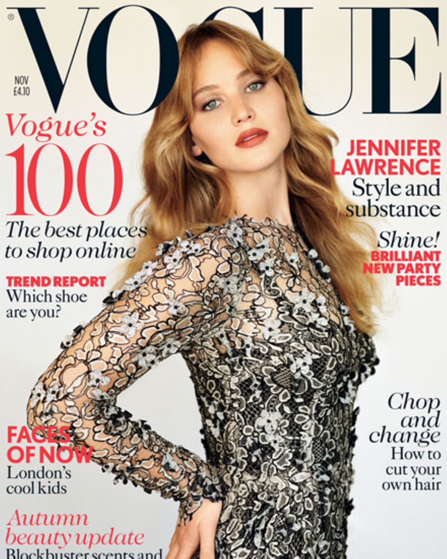 Jennifer Lawrence auf dem Cover der britischen Vogue. Jennifer Lawrence auf dem Cover der britischen Vogue.