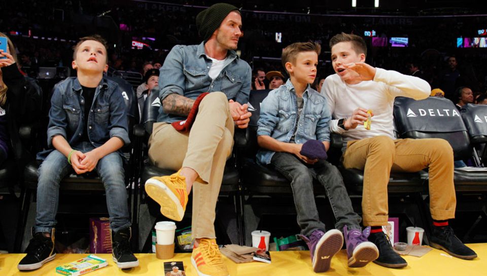 David Beckham mit seinen Jungs Cruz, Romeo und Brooklyn. David Beckham mit seinen Jungs Cruz, Romeo und Brooklyn.