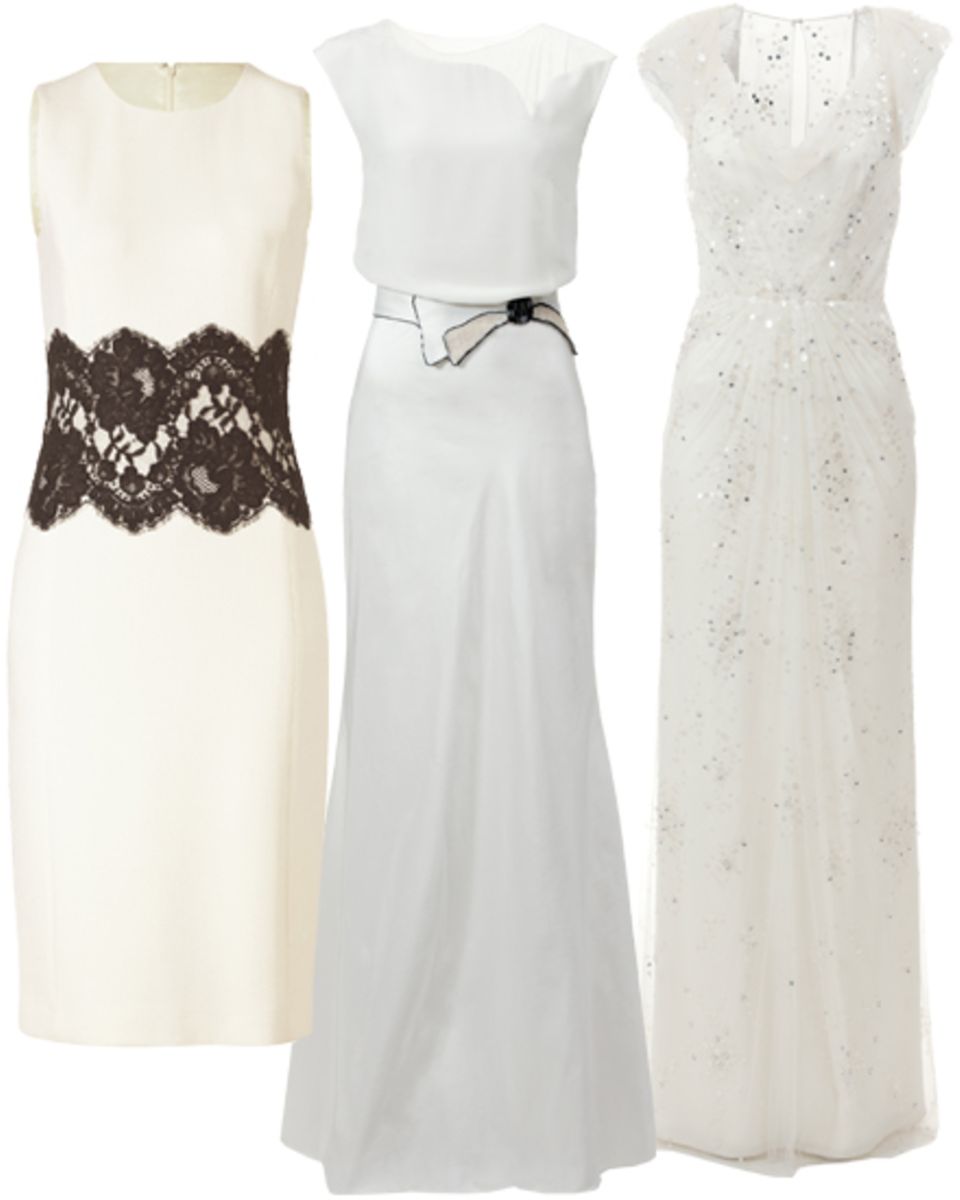 Links: Von Michael Kors, über stylebop.com, ca. 1090 Euro; Mitte: Von Ambacher Vidic, ca. 2150 Euro; Rechts: Von Jenny Packham, Links: Von Michael Kors, über stylebop.com, ca. 1090 Euro; Mitte: Von Ambacher Vidic, ca. 2150 Euro; Rechts: Von Jenny Packham,