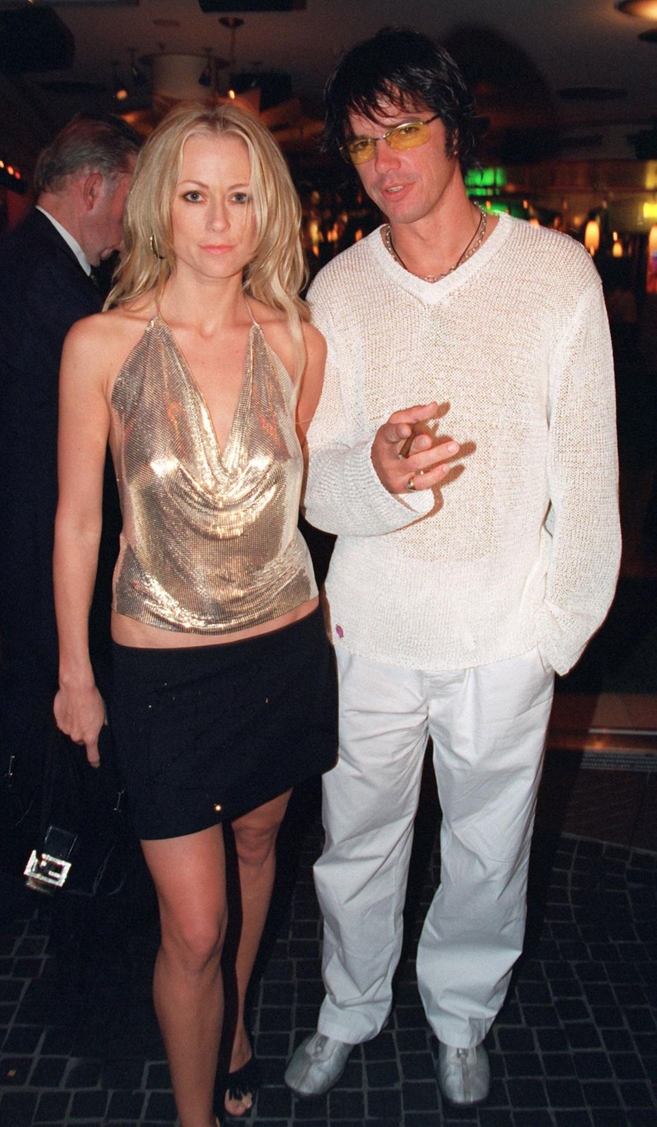 Jenny Elvers und Alexander Jolig im Juli 2000 bei einer Filmpremiere. Aus der fünfmonatigen Beziehung der Schauspielerin und des "Big Brother"-Stars stammt der gemeinsame Sohn Paul.