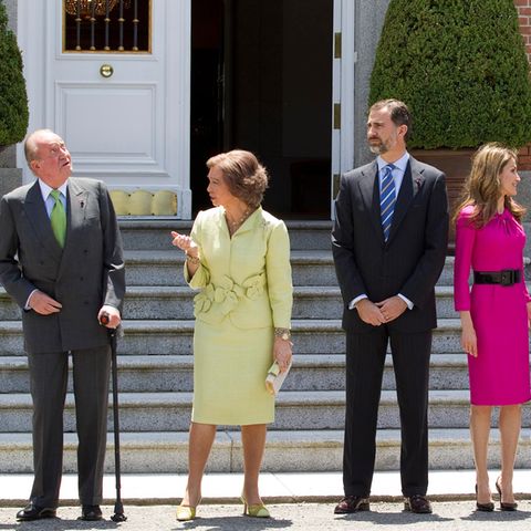 König Juan Carlos, Königin Sofia, Prinz Felipe, Prinzessin Letizia, Prinzessin Infanta Elena