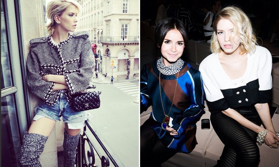 Ob ganz in Chanel (links) oder an der Seite von Freundin Miroslava Duma in der Frontrow: Elena Perminova ist im Fashion-Olymp angekommen.