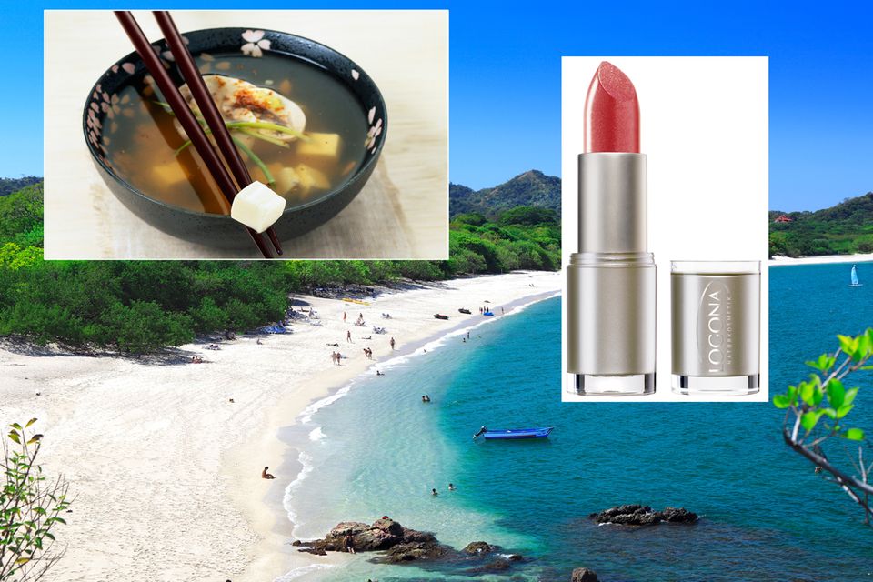 Drei große Leidenschaften: Gesundes, schmackhaftes Essen (Misosuppe) ist fester Bestandteil im Leben von Ursula Karven. An ihre Lippen lässt sie nur Naturkosmetik-Lippenstifte von Logona mit Cranberrysamen und Mandelöl. Und das mittelamerikanische Land Costa Rica ist ihr Sehnsuchtsort. Im Foto die Playa Conchal bei Brasilito am Pazifik.