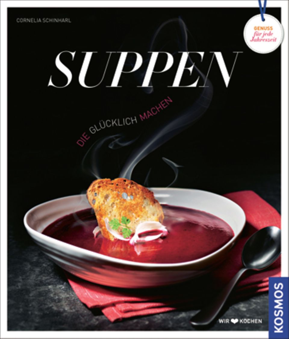 Kürbissuppe: Sie wärmen und tun der Seele gut: Suppen sind fester Bestandteil der Wohlfühlküche. Kochbuchautorin Cornelia Schinharl zeigt mit Ziegenfrischkäse- Gemüsesuppe oder Winterminestrone, was abseits vom guten alten Eintopf alles möglich ist. ("Suppen, die glücklich machen", Kosmos Verlag, 144 S., 14.95 Euro) Sie wärmen und tun der Seele gut: Suppen sind fester Bestandteil der Wohlfühlküche. Kochbuchautorin Cornelia Schinharl zeigt mit Ziegenfrischkäse- Gemüsesuppe oder Winterminestrone, was abseits vom guten alten Eintopf alles möglich ist. ("Suppen, die glücklich machen", Kosmos Verlag, 144 S., 14.95 Euro)