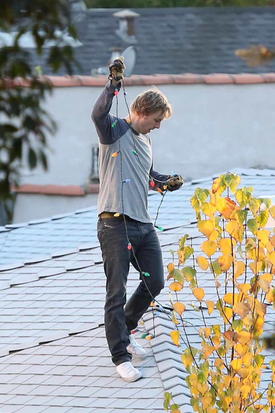 Dax Shepard + Kristen Bell: Beim eher herbstlichen Temperaturen in Los Feliz, einem Stadtteil von Los Angeles, sorgt Dax Shepard mit Lichterketten für Weihnachtsstimmung. Beim eher herbstlichen Temperaturen in Los Feliz, einem Stadtteil von Los Angeles, sorgt Dax Shepard mit Lichterketten für Weihnachtsstimmung.