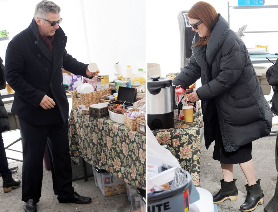 Alec Baldwin + Co: Alec Baldwin und Julianne Moore am Set von "Still Alice". Alec Baldwin und Julianne Moore am Set von "Still Alice".