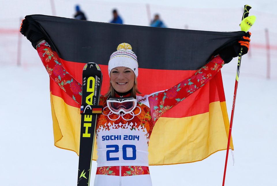 In Sotschi feierte Maria Höfl-Riesch nach Gold in der Super-Kombination ihre Silbermedaille im Super-G.