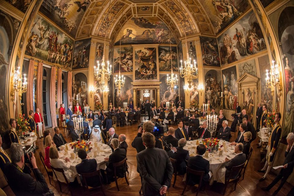 In diesem Festsaal im Könisgpalast in Den Haag fand das Dinner mit internationalen Politikern, darunter auch US-Präsident Barack Obama, statt.