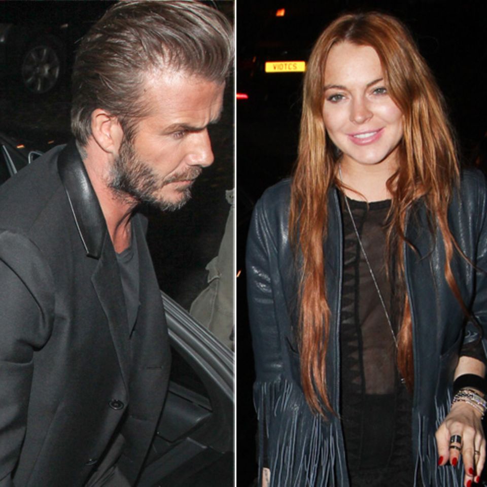 David Beckham und Lindsay Lohan vor dem "Firehouse" in London