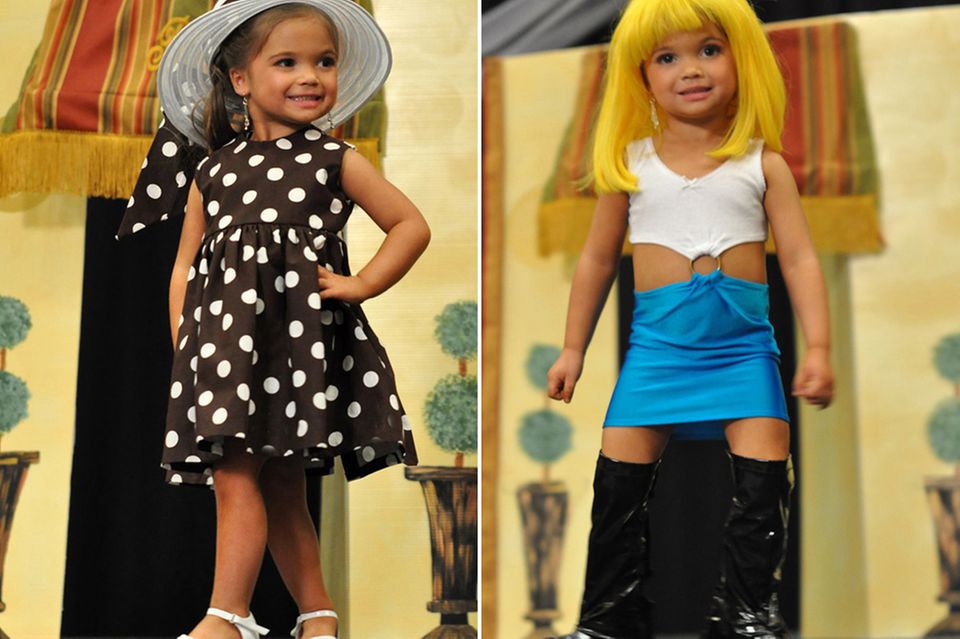 Schönheitswettbewerbe für Kinder: Dieses kleine Mädchen ist erst drei Jahre alt - und verkleidet sich als Prostituierte "Vivian" aus dem Kultfilm "Pretty Woman". Dieses kleine Mädchen ist erst drei Jahre alt - und verkleidet sich als Prostituierte "Vivian" aus dem Kultfilm "Pretty Woman".