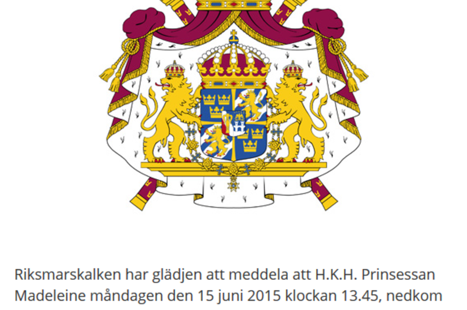 Madeleine von Schweden: Das schwedische Königshaus gibt die Geburt von Prinzessin Madeleines Baby bekannt. Das schwedische Königshaus gibt die Geburt von Prinzessin Madeleines Baby bekannt.