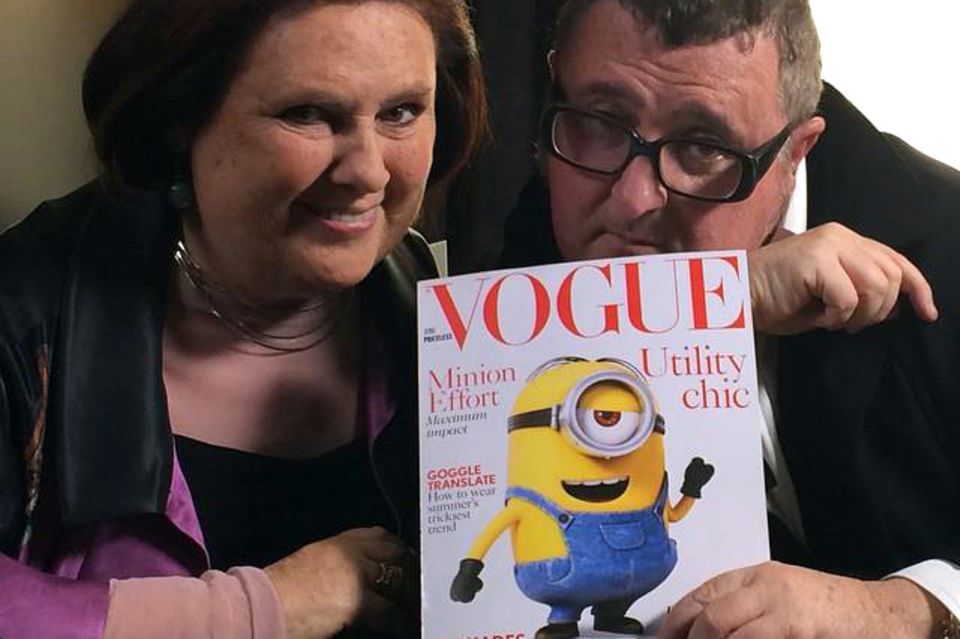 Modeexpertin Suzy Menkes twitterte den "Vogue"-Titel. Kommentar: "Alber Elbaz von Lanvin gibt zu, dass die Minions die Modemacht hinter seiner ganzen Karriere sind"