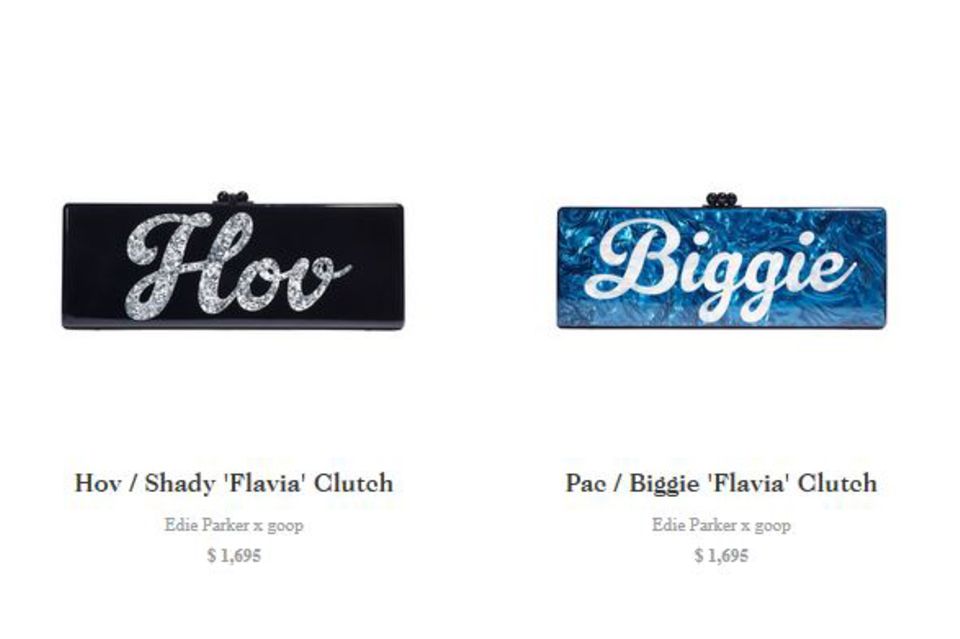 Gwyneth Paltrow: Nicht ganz billig, die Täschchen: Für umgerechnet knapp 1550 Euro kann man eine der "Flavia Clutches" von Gwyneth Paltrow und Edie Parker kaufen. Jede Clutch ist eine Hommage an zwei Stars des Oldschool Hip-Hop. Nicht ganz billig, die Täschchen: Für umgerechnet knapp 1550 Euro kann man eine der "Flavia Clutches" von Gwyneth Paltrow und Edie Parker kaufen. Jede Clutch ist eine Hommage an zwei Stars des Oldschool Hip-Hop.