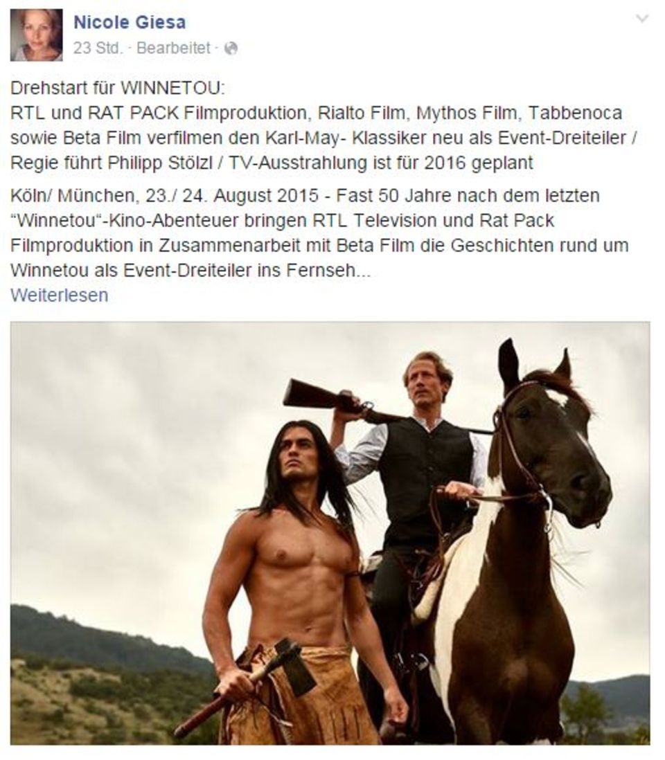 Die Managerin von Wotan Wilke Möhring postete dieses Foto auf ihrer Facebook-Seite.