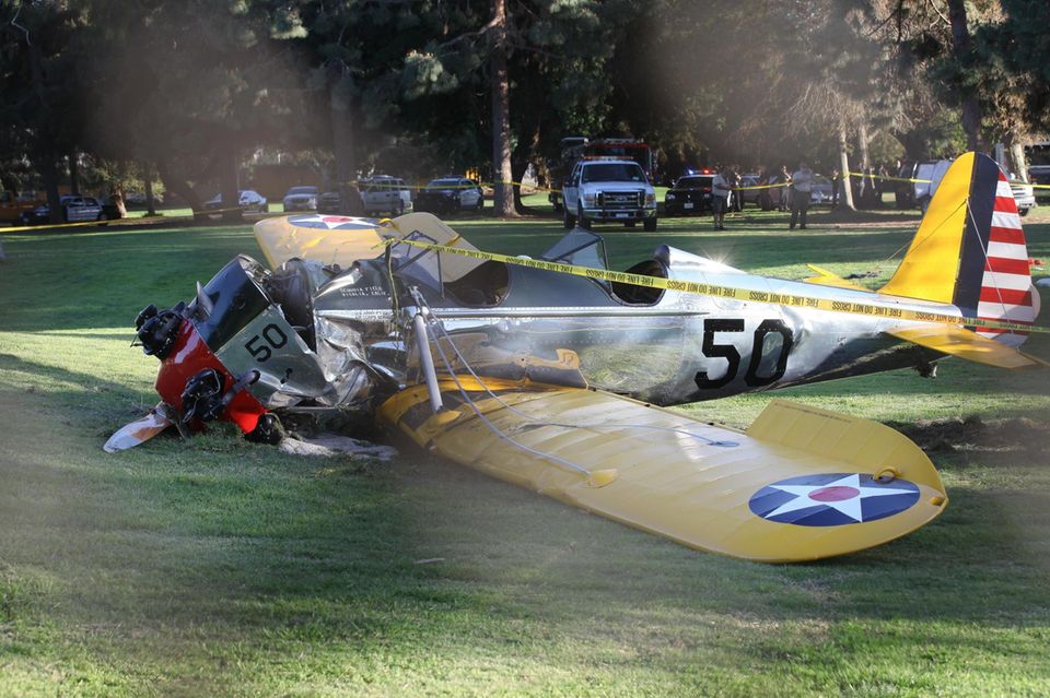 Harrison Fords Flugzeug nach dem Absturz