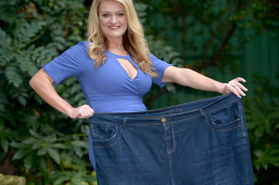 Die Britin Cheryl Blythe: Vor 18 Monaten passte die Britin Cheryl Blythe noch in diese Hose. Vor 18 Monaten passte die Britin Cheryl Blythe noch in diese Hose.
