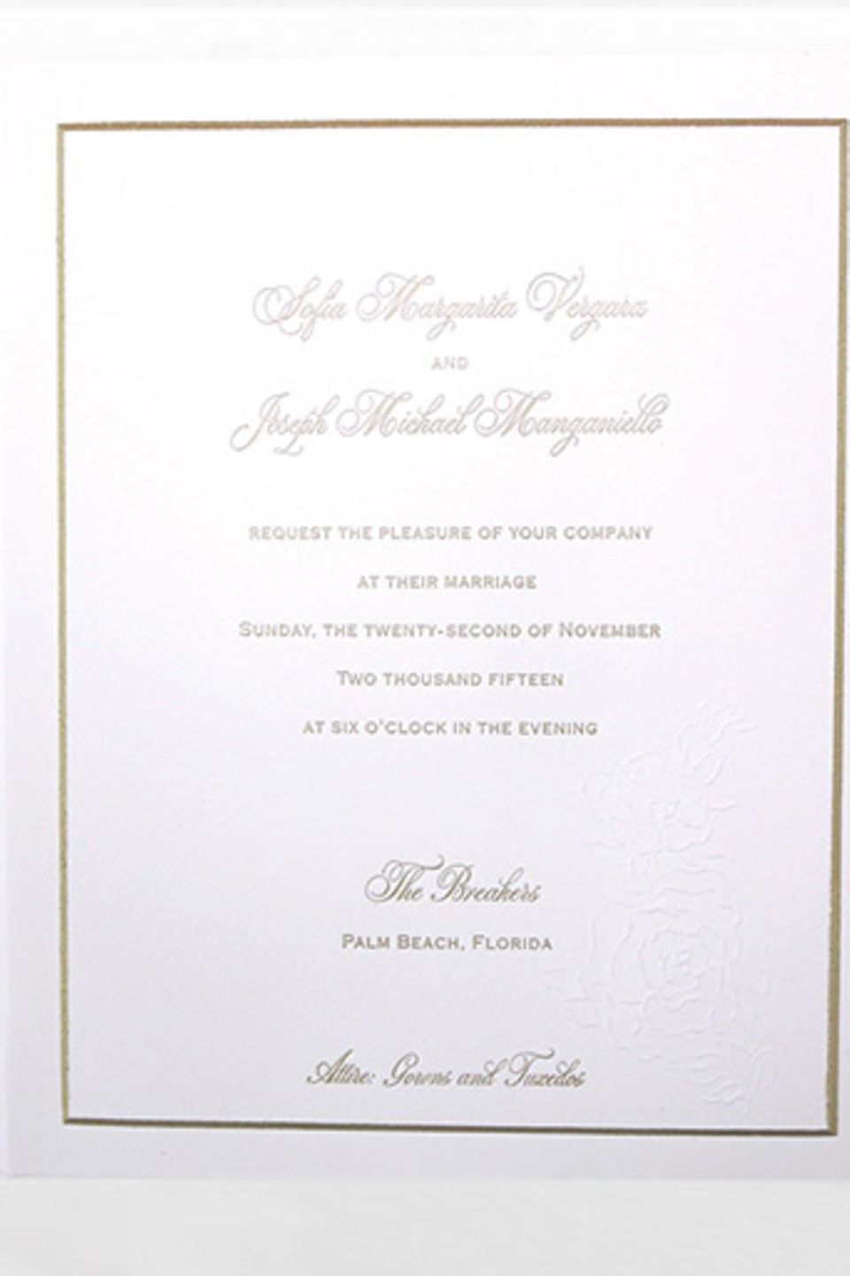 Das ist die Hochzeitseinladung von Sofía Vergara und Joe Manganiello Das ist die Hochzeitseinladung von Sofía Vergara und Joe Manganiello