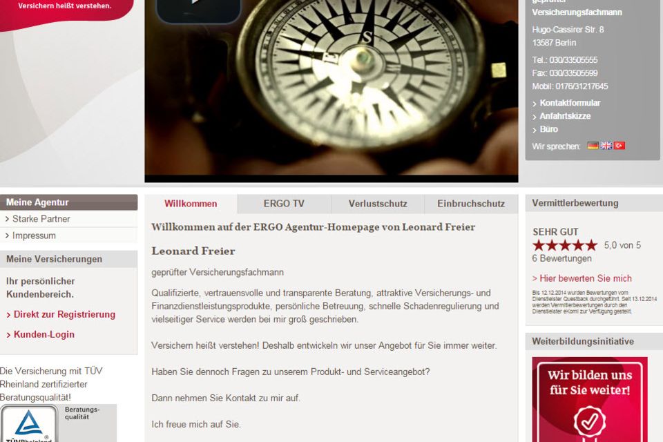 Unternehmensberater oder Versicherung?: Leonard Freier bei ERGO Leonard Freier bei ERGO