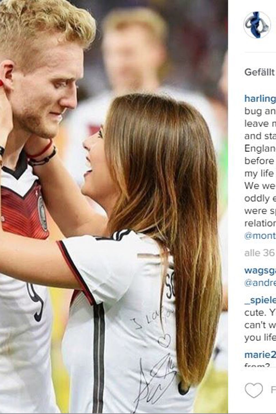 Süße Liebeserklärung auf Instagram: Montana schwärmt von ihrer Liebe zu Fußball-Profi André Schürrle. Süße Liebeserklärung auf Instagram: Montana schwärmt von ihrer Liebe zu Fußball-Profi André Schürrle.