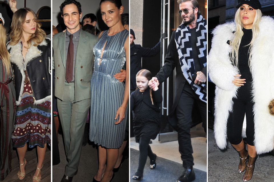 Die Schwestern Immy und Suki Waterhouse, Designer Zac Posen und Katie Holmes, David Beckham mit Töchterchen Harper und TV-Starlet Kim Kardashian haben sich allesamt für die Fashion Week New York entschieden.